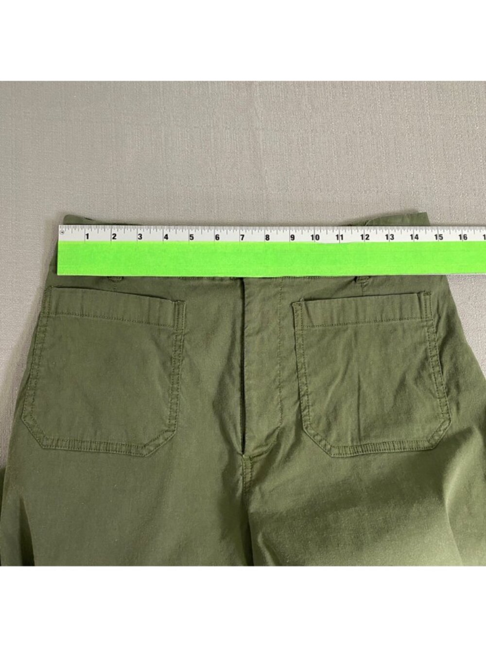 Anthropologie Maeve Colette Wide-Leg Cropped Pants Olive Green High Rise 30 Tall - Picture 6 of 16